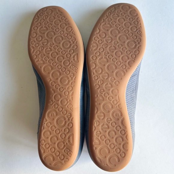 Ecco Grey Blue Leather Rubber Outsole Flats size EUR 41, US 10.5 - Picture 12 of 16